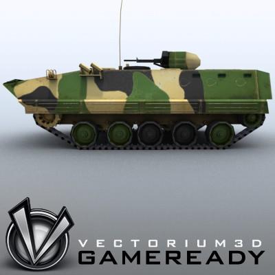 3D Model of Game-ready model of modern Chinese Armoured Personnel Carrier ZSD89 (Type89) with two RGB textures: 1024x1024 for APC and 1024x512 for track and wheels. - 3D Render 3